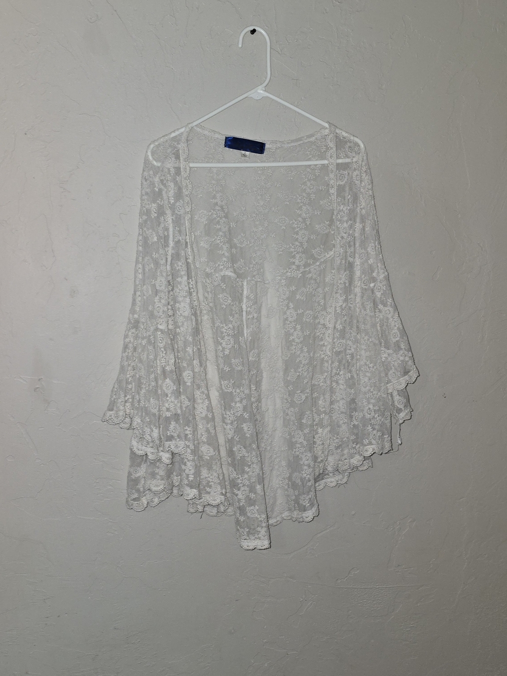 Blue Rain White Lace Open-Front Cardigan
